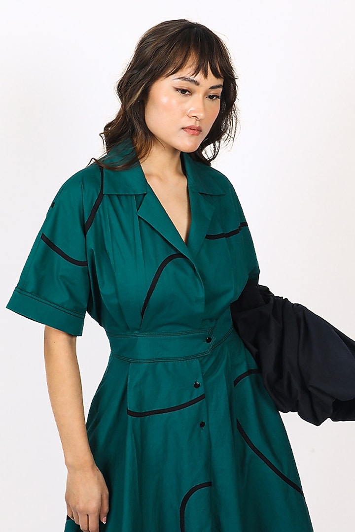 Green Cotton Stem Maxi Vacation Dress by LEH STUDIOS at Pernia's Pop Up Shop