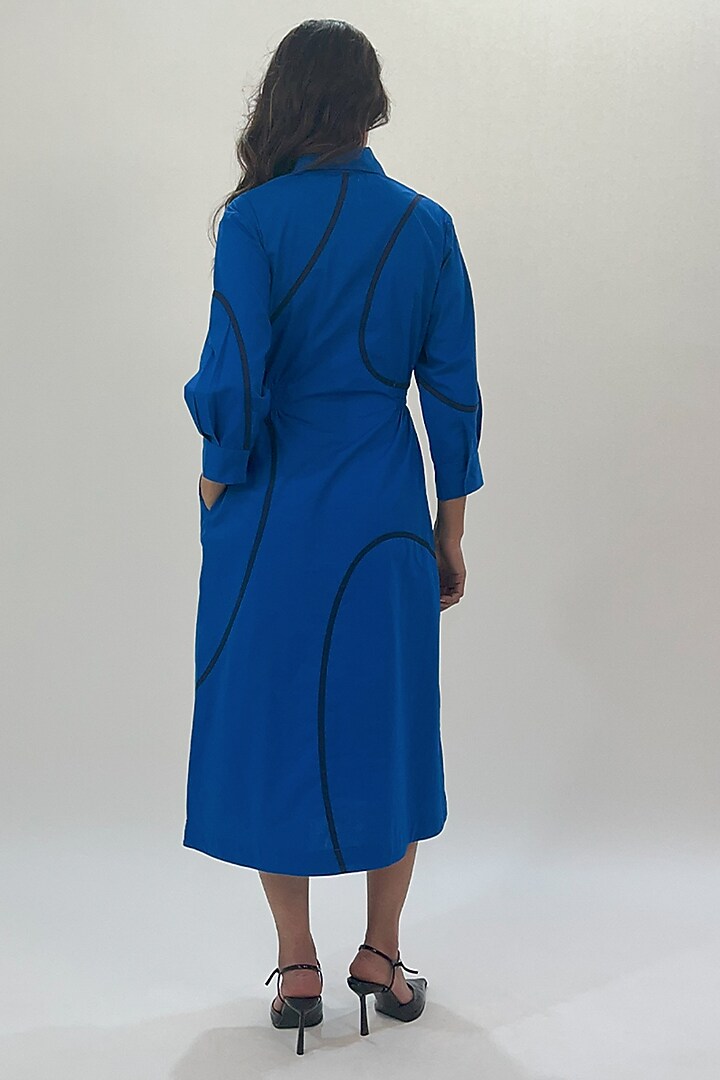 Blue Cotton Tape Midi Vacation Dress by LEH STUDIOS at Pernia's Pop Up Shop