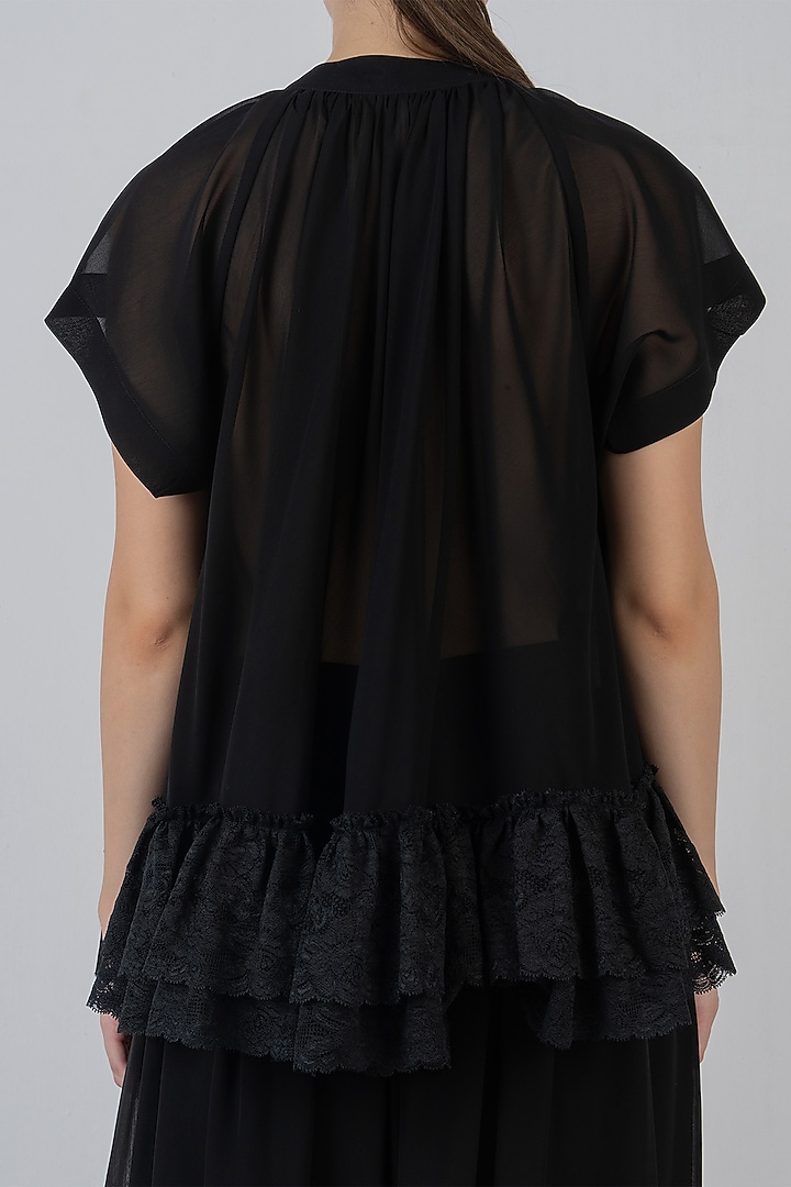 Black Viscose & Polyester Top by LEH STUDIOS at Pernia's Pop Up Shop