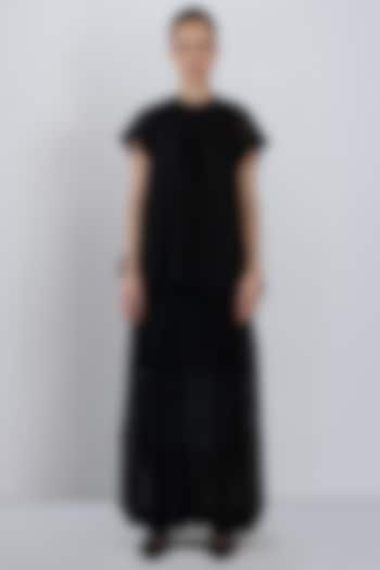 Black Viscose & Polyester Balloon Pants by LEH STUDIOS at Pernia's Pop Up Shop