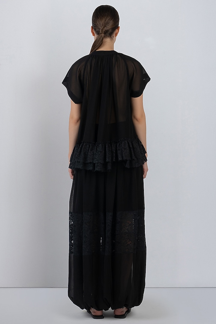 Black Viscose & Polyester Balloon Pants by LEH STUDIOS at Pernia's Pop Up Shop