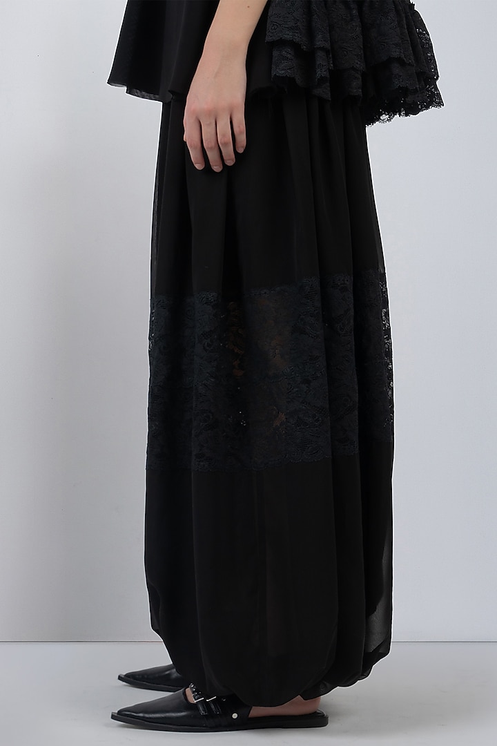 Black Viscose & Polyester Balloon Pants by LEH STUDIOS at Pernia's Pop Up Shop