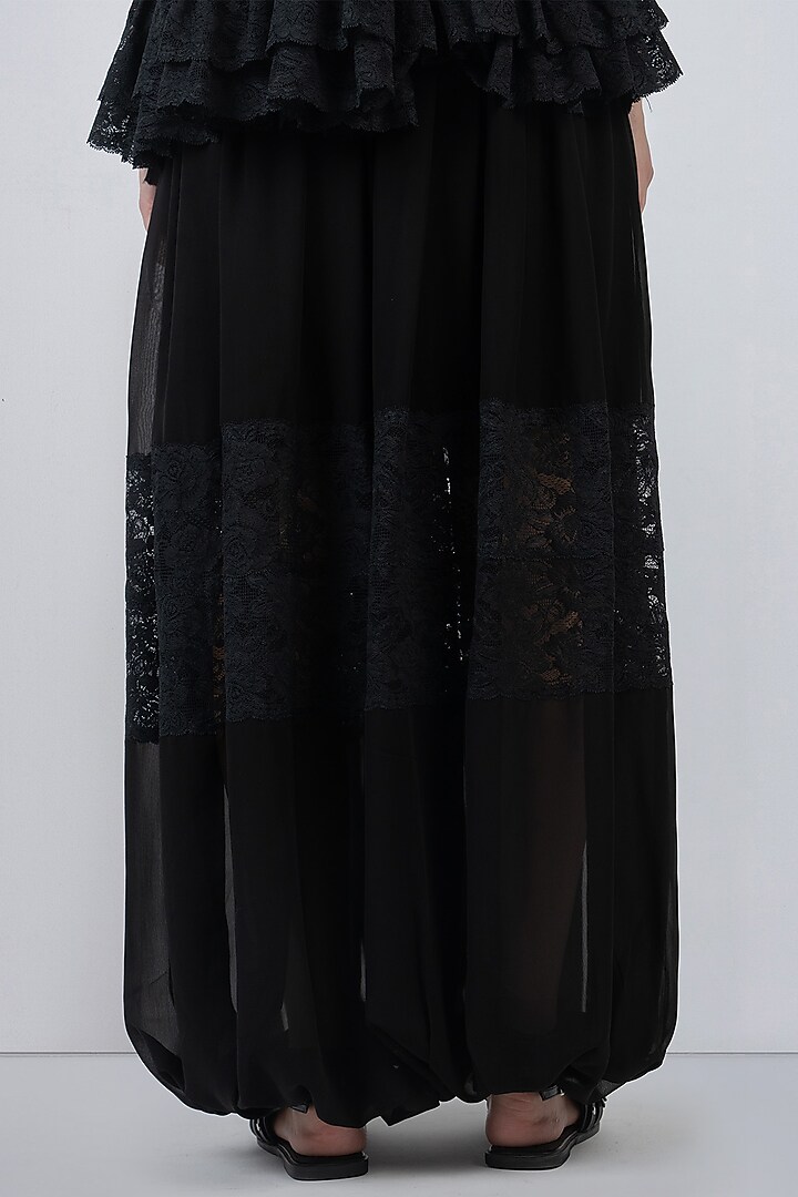 Black Viscose & Polyester Balloon Pants by LEH STUDIOS at Pernia's Pop Up Shop