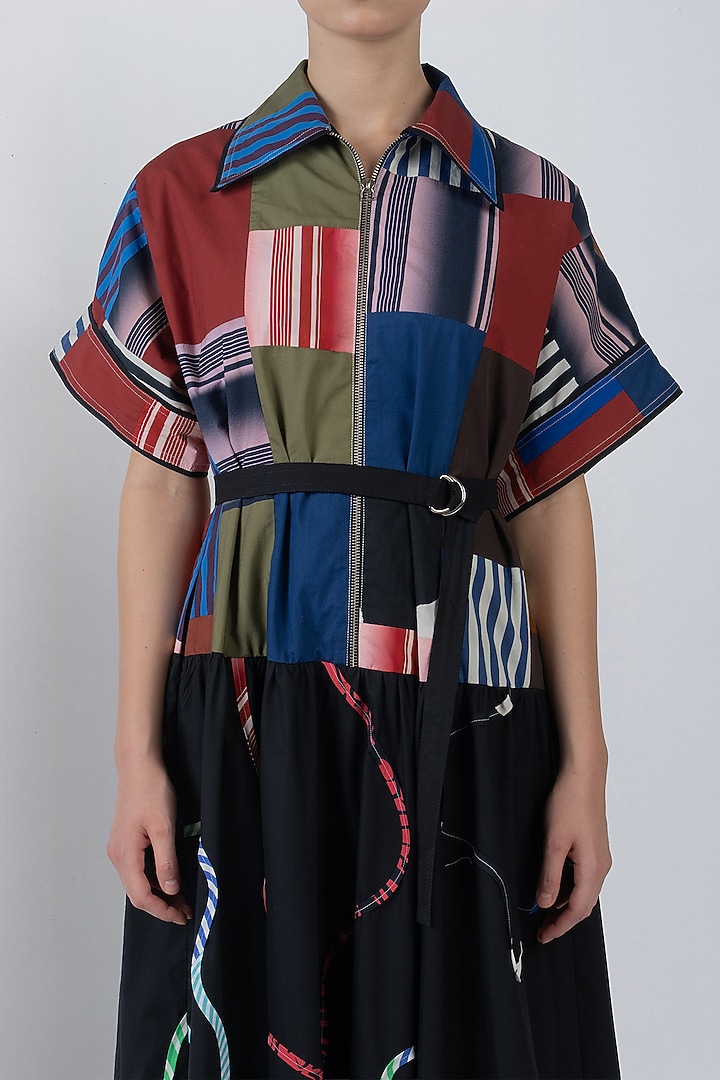 Multi-Colored Cotton Patchwork Maxi Vacation Dress by LEH STUDIOS at Pernia's Pop Up Shop