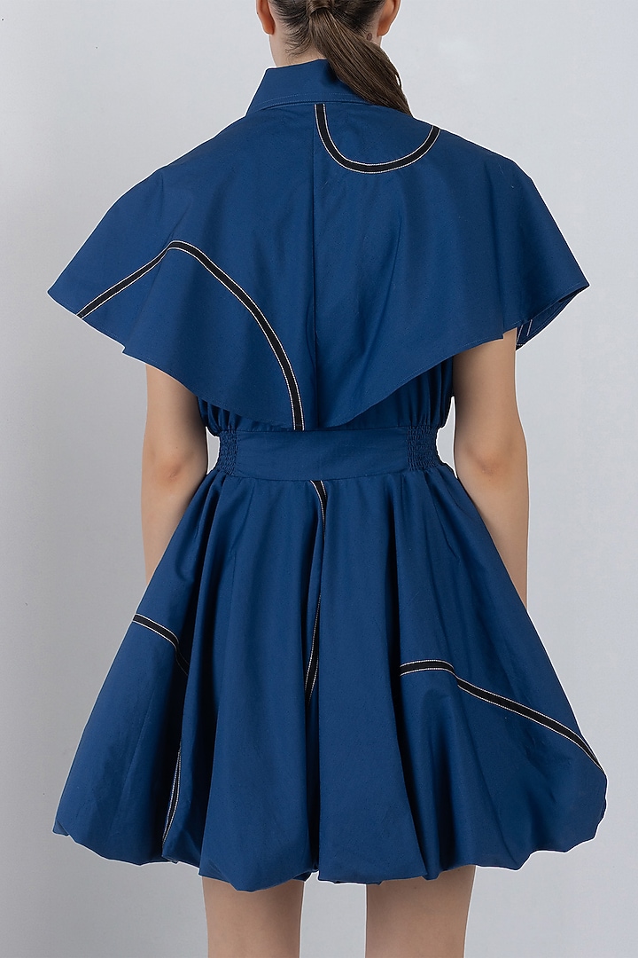 Lapis Blue Cotton Mini Vacation Dress by LEH STUDIOS at Pernia's Pop Up Shop
