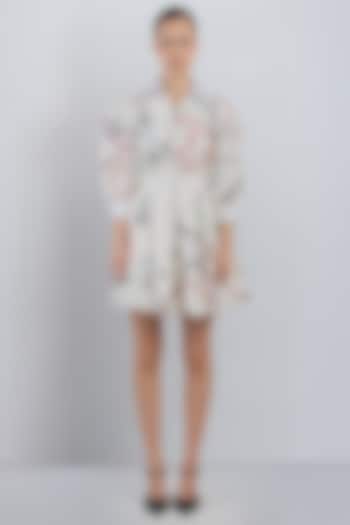 White Cotton Bubble Mini Vacation Dress by LEH STUDIOS at Pernia's Pop Up Shop