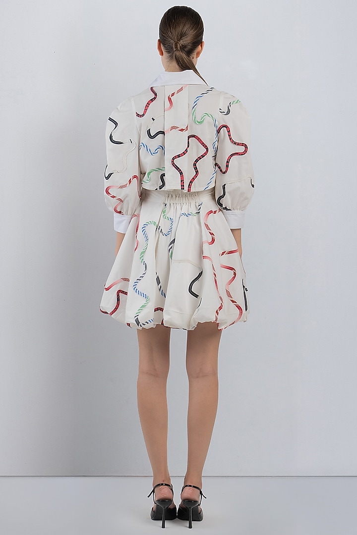 White Cotton Bubble Mini Vacation Dress by LEH STUDIOS at Pernia's Pop Up Shop