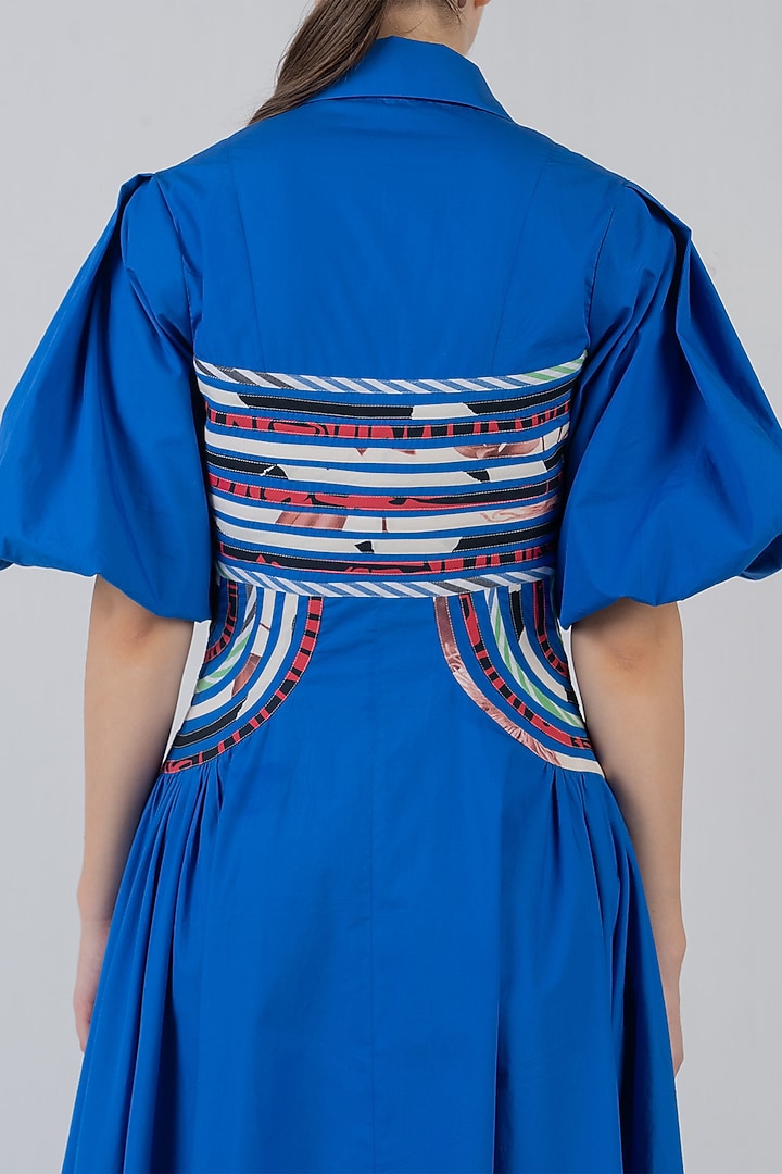 Cobalt Blue Cotton Midi Cocktail Dress by LEH STUDIOS at Pernia's Pop Up Shop
