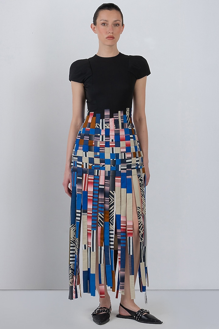 Multi-Colored Cotton Striped Maxi Cocktail Dress by LEH STUDIOS at Pernia's Pop Up Shop