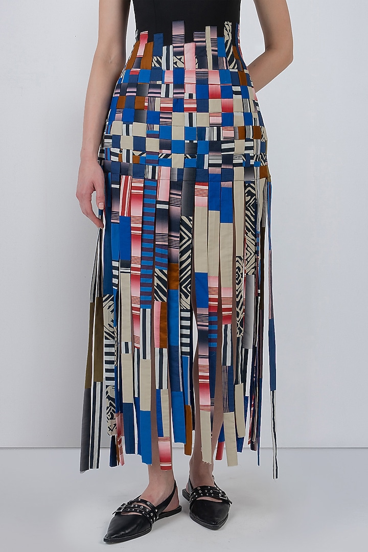 Multi-Colored Cotton Striped Maxi Cocktail Dress by LEH STUDIOS at Pernia's Pop Up Shop