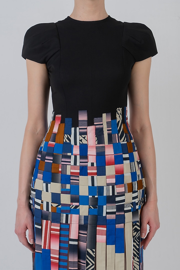 Multi-Colored Cotton Striped Maxi Cocktail Dress by LEH STUDIOS at Pernia's Pop Up Shop