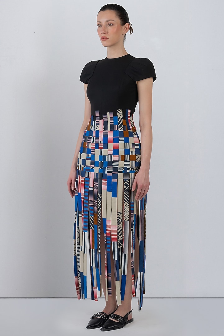 Multi-Colored Cotton Striped Maxi Cocktail Dress by LEH STUDIOS at Pernia's Pop Up Shop