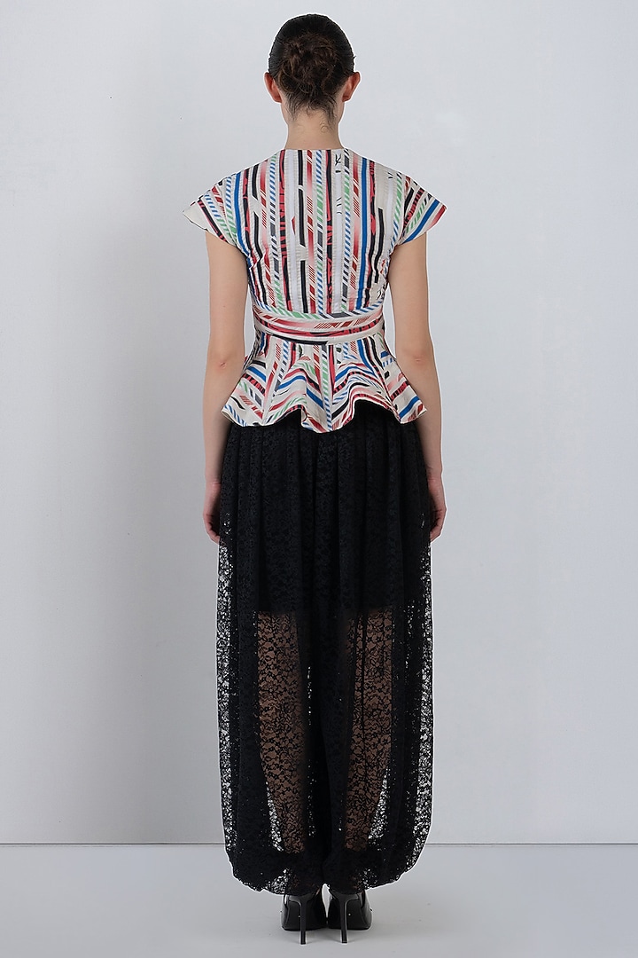 Multi-Colored Cotton Striped Peplum Top by LEH STUDIOS at Pernia's Pop Up Shop