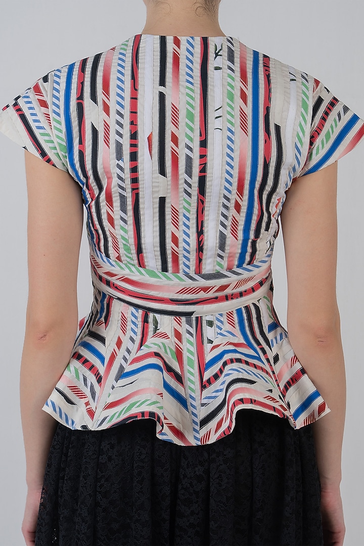 Multi-Colored Cotton Striped Peplum Top by LEH STUDIOS at Pernia's Pop Up Shop