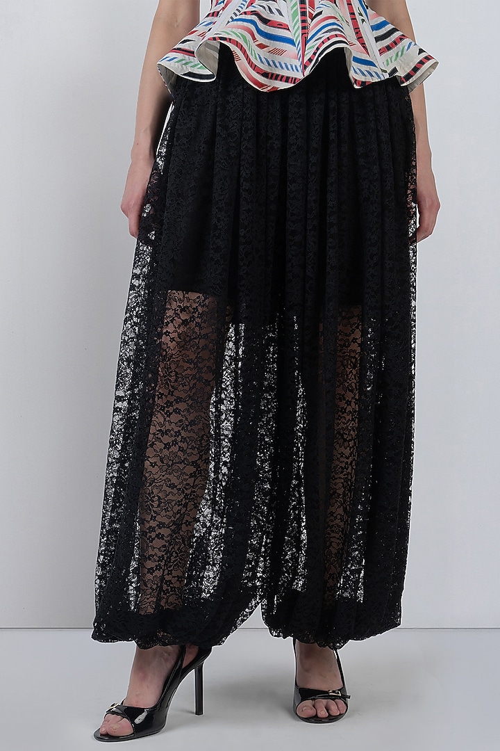 Black Viscose & Polyester Balloon Trousers by LEH STUDIOS at Pernia's Pop Up Shop