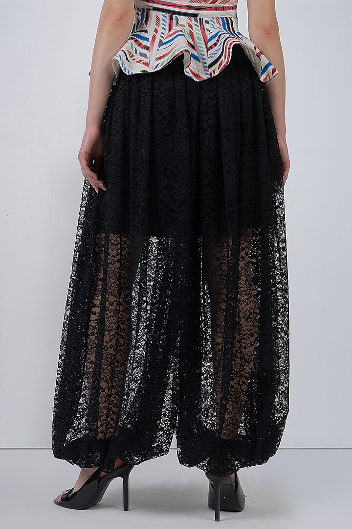 Black Viscose & Polyester Balloon Trousers by LEH STUDIOS at Pernia's Pop Up Shop