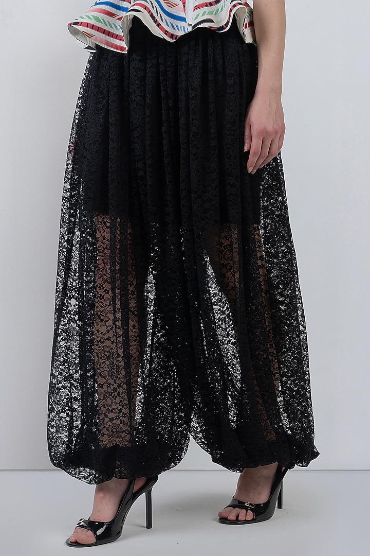 Black Viscose & Polyester Balloon Trousers by LEH STUDIOS at Pernia's Pop Up Shop