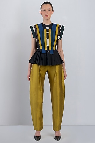 Multi-Colored Viscose & Polyester Top by LEH STUDIOS