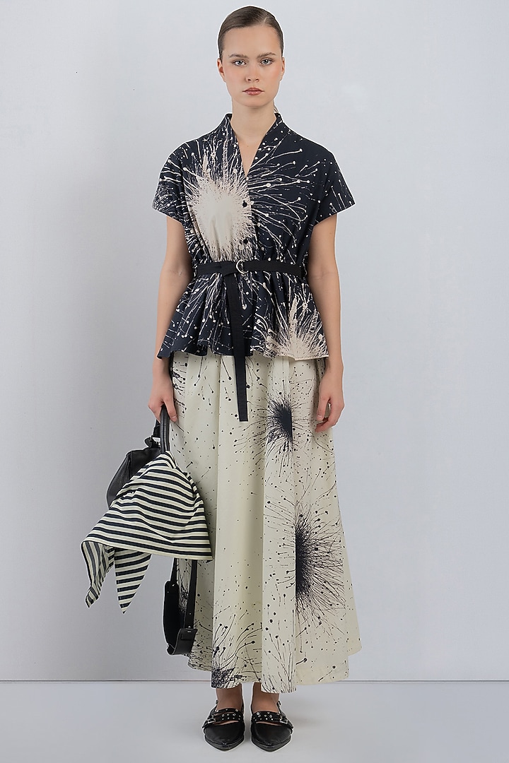 Black & Ivory Cotton Shift Vacation Dress by LEH STUDIOS at Pernia's Pop Up Shop