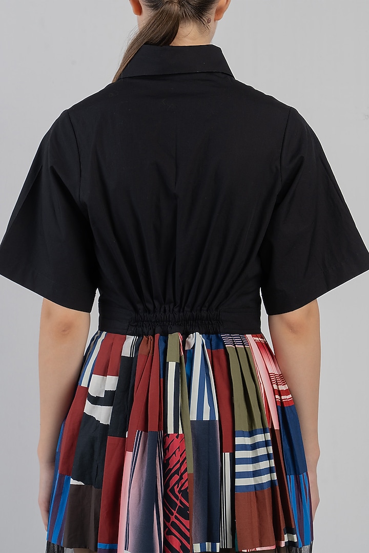 Multi-Colored Cotton Patch Work Shirt Vacation Dress by LEH STUDIOS at Pernia's Pop Up Shop