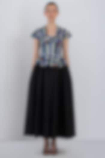 Black Cotton Poplin Checkered Cocktail Dress by LEH STUDIOS at Pernia's Pop Up Shop