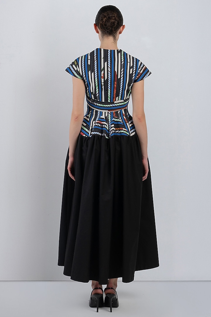Black Cotton Poplin Checkered Cocktail Dress by LEH STUDIOS at Pernia's Pop Up Shop