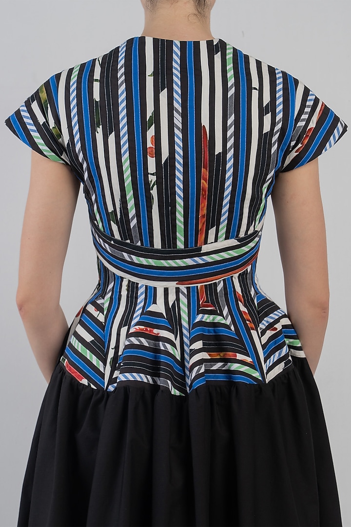 Black Cotton Poplin Checkered Cocktail Dress by LEH STUDIOS at Pernia's Pop Up Shop