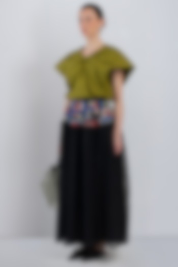 Olive Cotton Draped Top by LEH STUDIOS at Pernia's Pop Up Shop