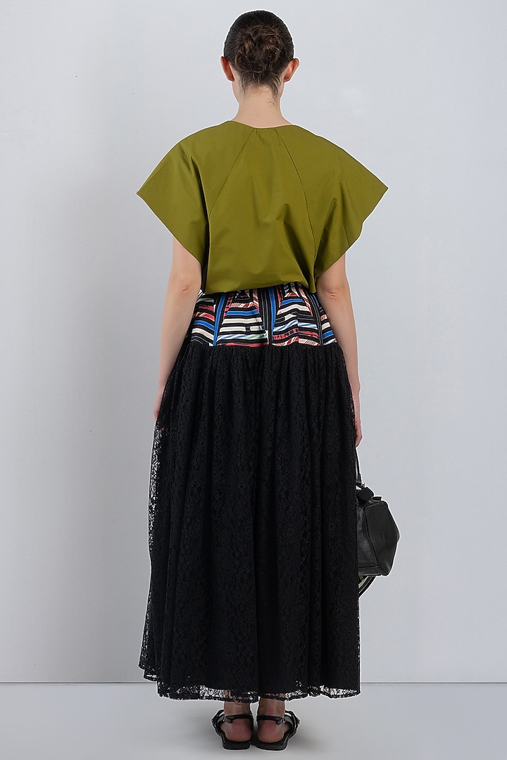 Olive Cotton Draped Top by LEH STUDIOS at Pernia's Pop Up Shop