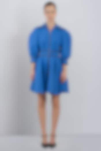Azure Cotton Bubble Mini Vacation Dress by LEH STUDIOS at Pernia's Pop Up Shop