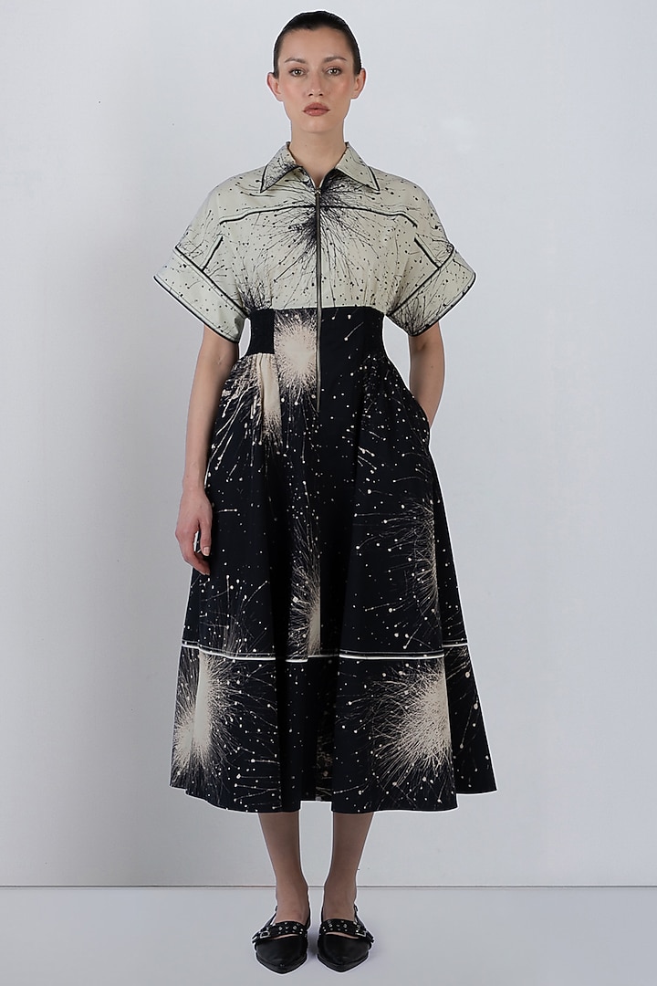 Black & Ivory Cotton Vacation Dress by LEH STUDIOS at Pernia's Pop Up Shop