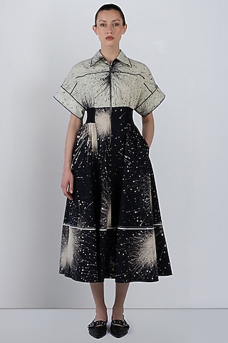Black & Ivory Cotton Dress by LEH STUDIOS