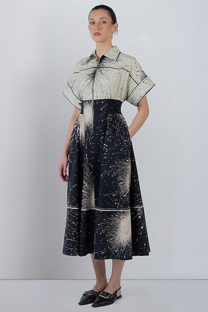 Black & Ivory Cotton Vacation Dress by LEH STUDIOS at Pernia's Pop Up Shop