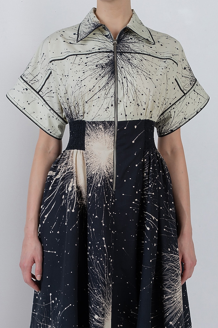 Black & Ivory Cotton Vacation Dress by LEH STUDIOS at Pernia's Pop Up Shop