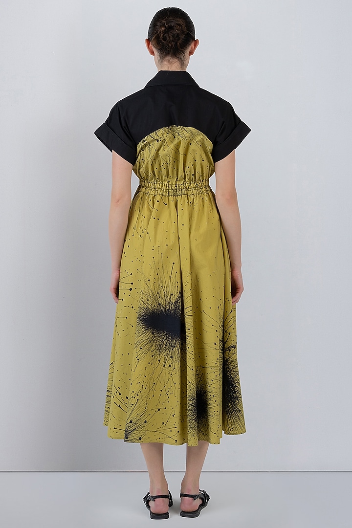 Black & Lime Yellow Cotton Maxi Vacation Dress by LEH STUDIOS at Pernia's Pop Up Shop