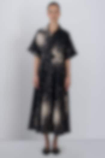 Black & Ivory Cotton Poplin Maxi Vacation Dress by LEH STUDIOS at Pernia's Pop Up Shop