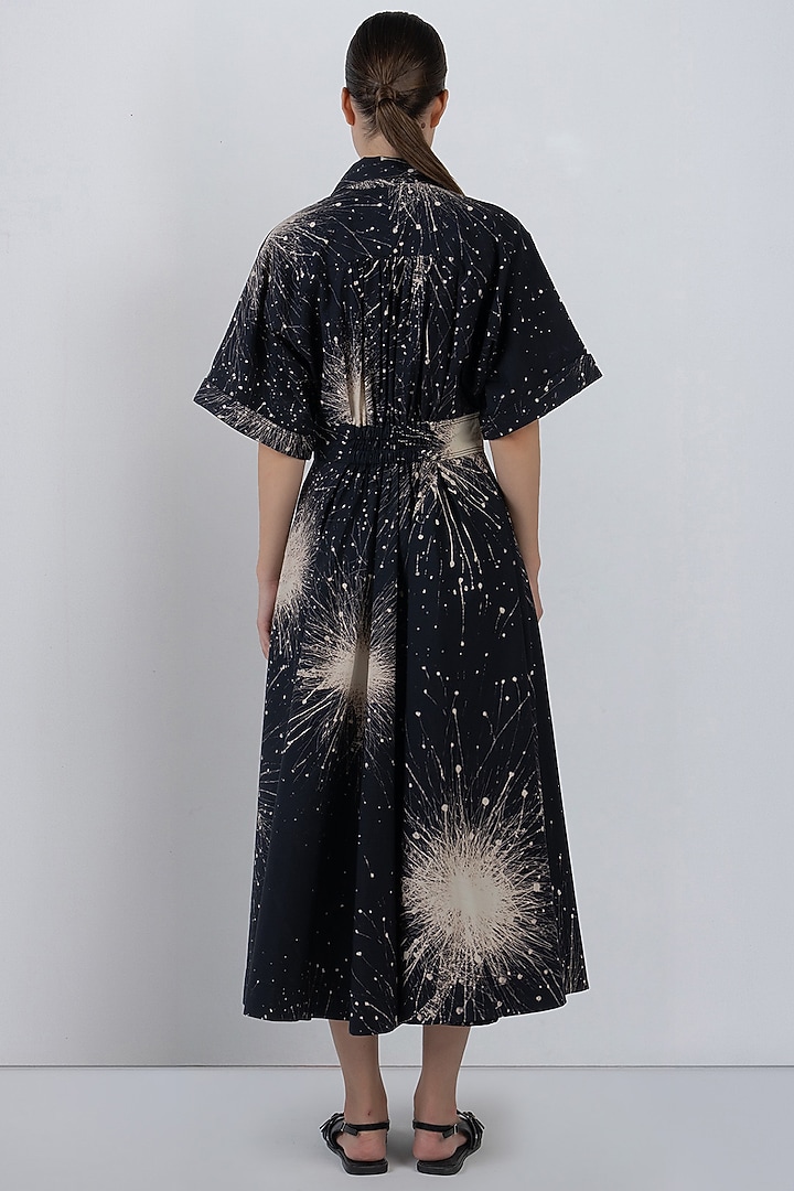 Black & Ivory Cotton Poplin Maxi Vacation Dress by LEH STUDIOS at Pernia's Pop Up Shop