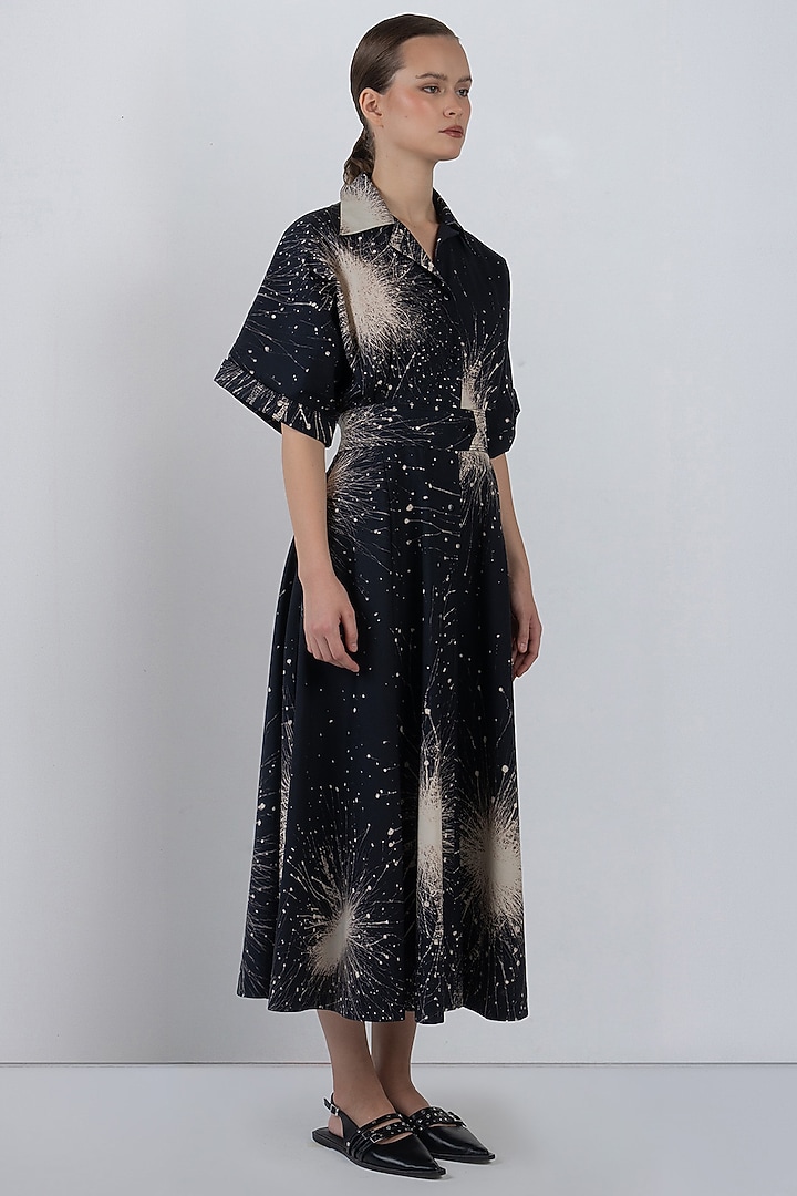 Black & Ivory Cotton Poplin Maxi Vacation Dress by LEH STUDIOS at Pernia's Pop Up Shop