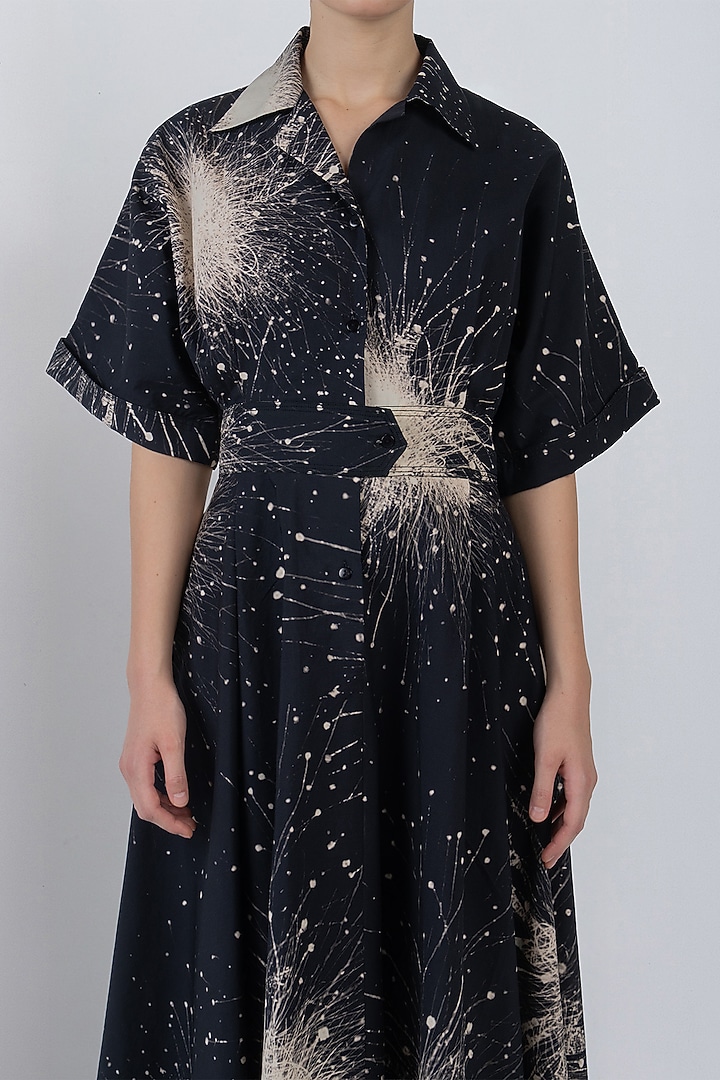Black & Ivory Cotton Poplin Maxi Vacation Dress by LEH STUDIOS at Pernia's Pop Up Shop