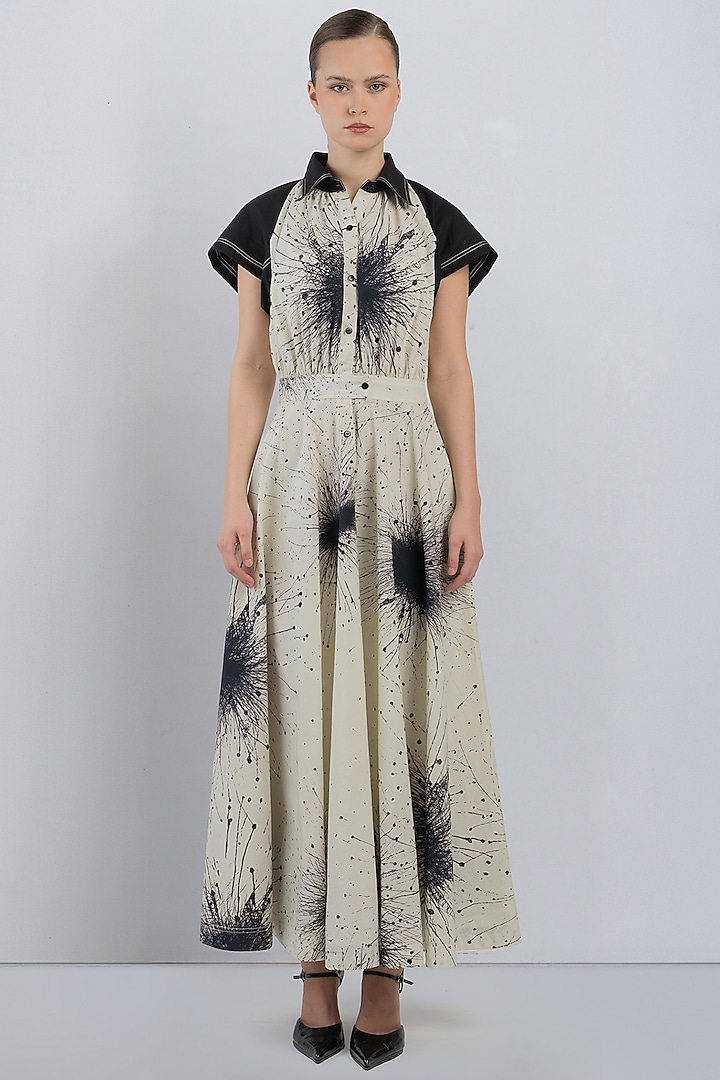 Black & Ivory Cotton Shirt Vacation Dress by LEH STUDIOS at Pernia's Pop Up Shop
