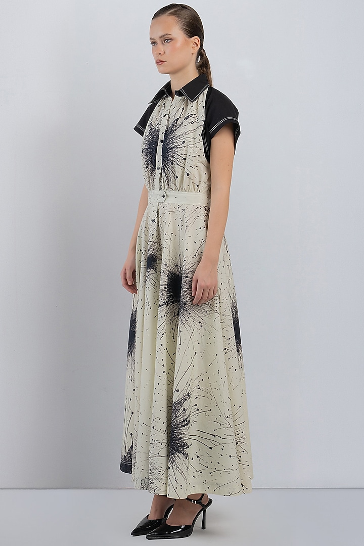 Black & Ivory Cotton Shirt Vacation Dress by LEH STUDIOS at Pernia's Pop Up Shop