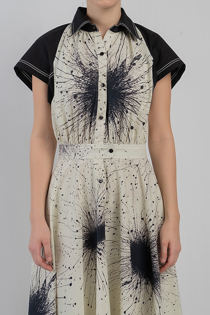 Black & Ivory Cotton Shirt Vacation Dress by LEH STUDIOS at Pernia's Pop Up Shop