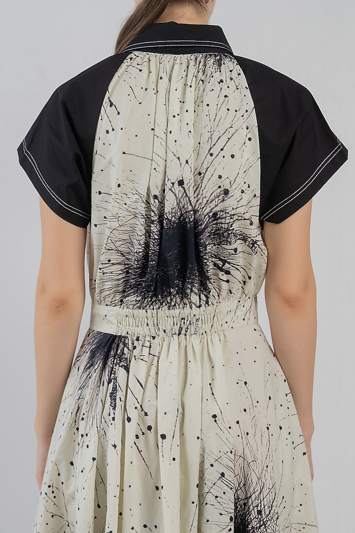 Black & Ivory Cotton Shirt Vacation Dress by LEH STUDIOS at Pernia's Pop Up Shop