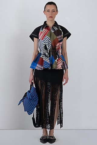 Multi-Colored Cotton Patch Work Top by LEH STUDIOS