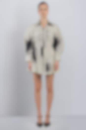 Black & Ivory Cotton Printed Mini Vacation Dress by LEH STUDIOS at Pernia's Pop Up Shop