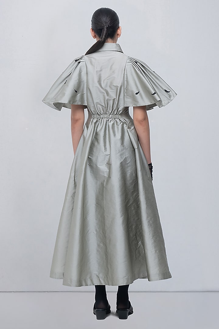 Silver Viscose Maxi Cocktail Dress by LEH STUDIOS at Pernia's Pop Up Shop