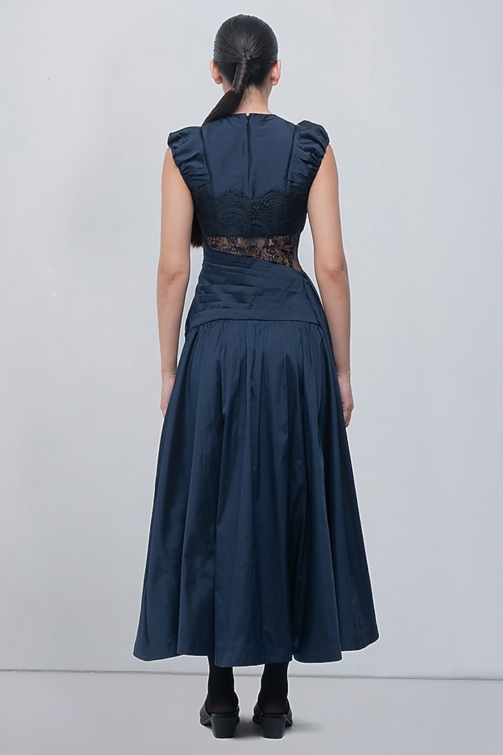 Navy & Black Taffeta Cocktail Dress by LEH STUDIOS at Pernia's Pop Up Shop