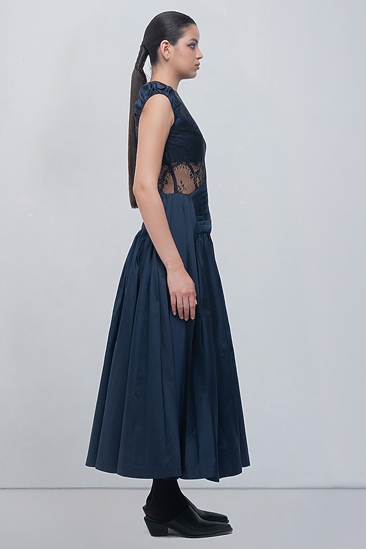 Navy & Black Taffeta Cocktail Dress by LEH STUDIOS at Pernia's Pop Up Shop