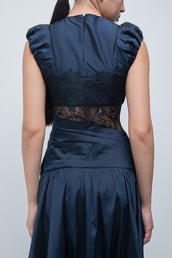 Navy & Black Taffeta Cocktail Dress by LEH STUDIOS at Pernia's Pop Up Shop