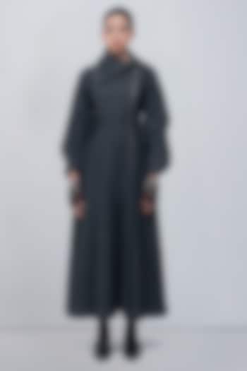 Charcoal Grey Denim & Cotton Maxi Vacation Dress by LEH STUDIOS at Pernia's Pop Up Shop